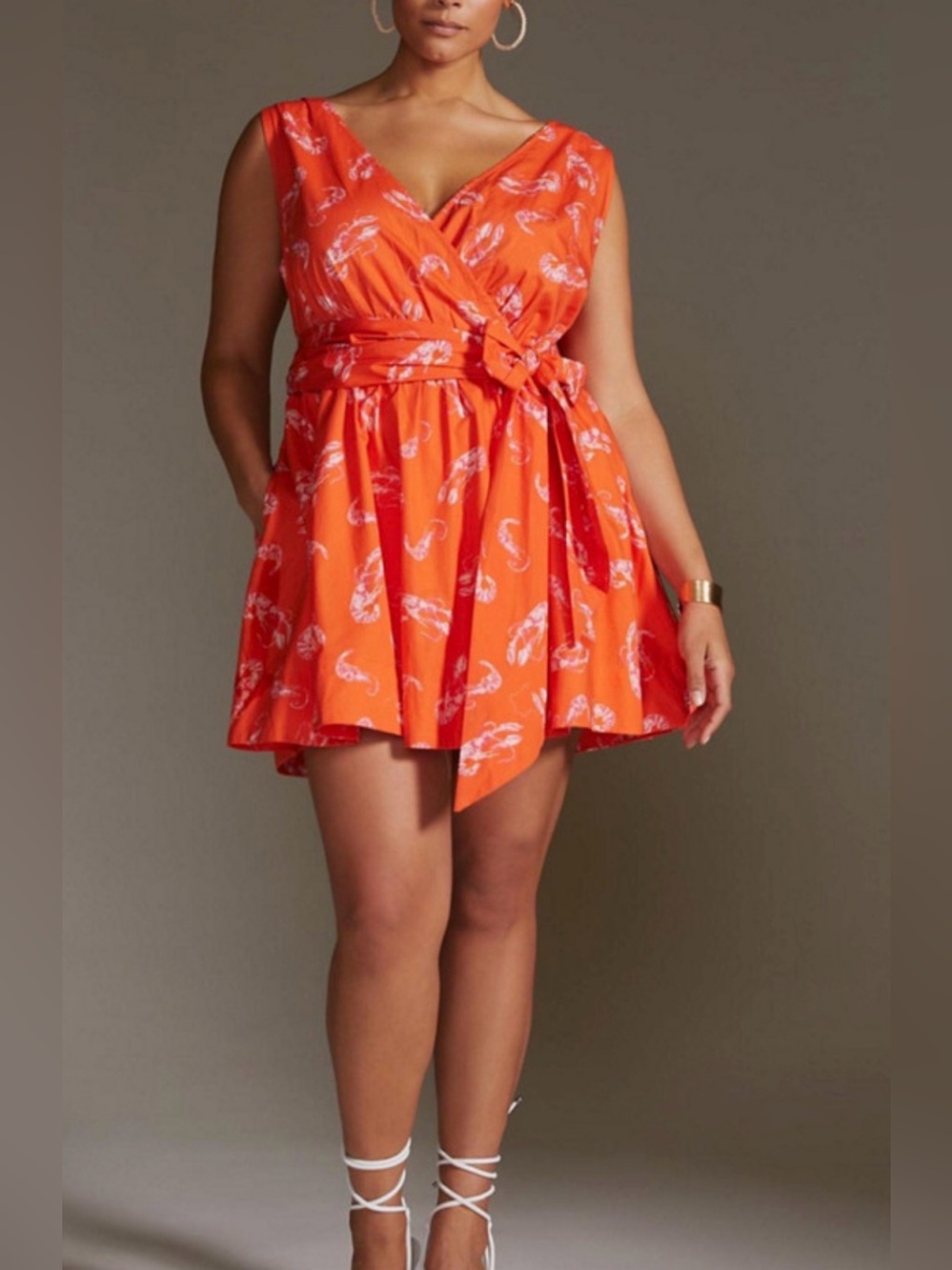 Anthropologie Maeve flirty wrap mini dress lobster Size XS